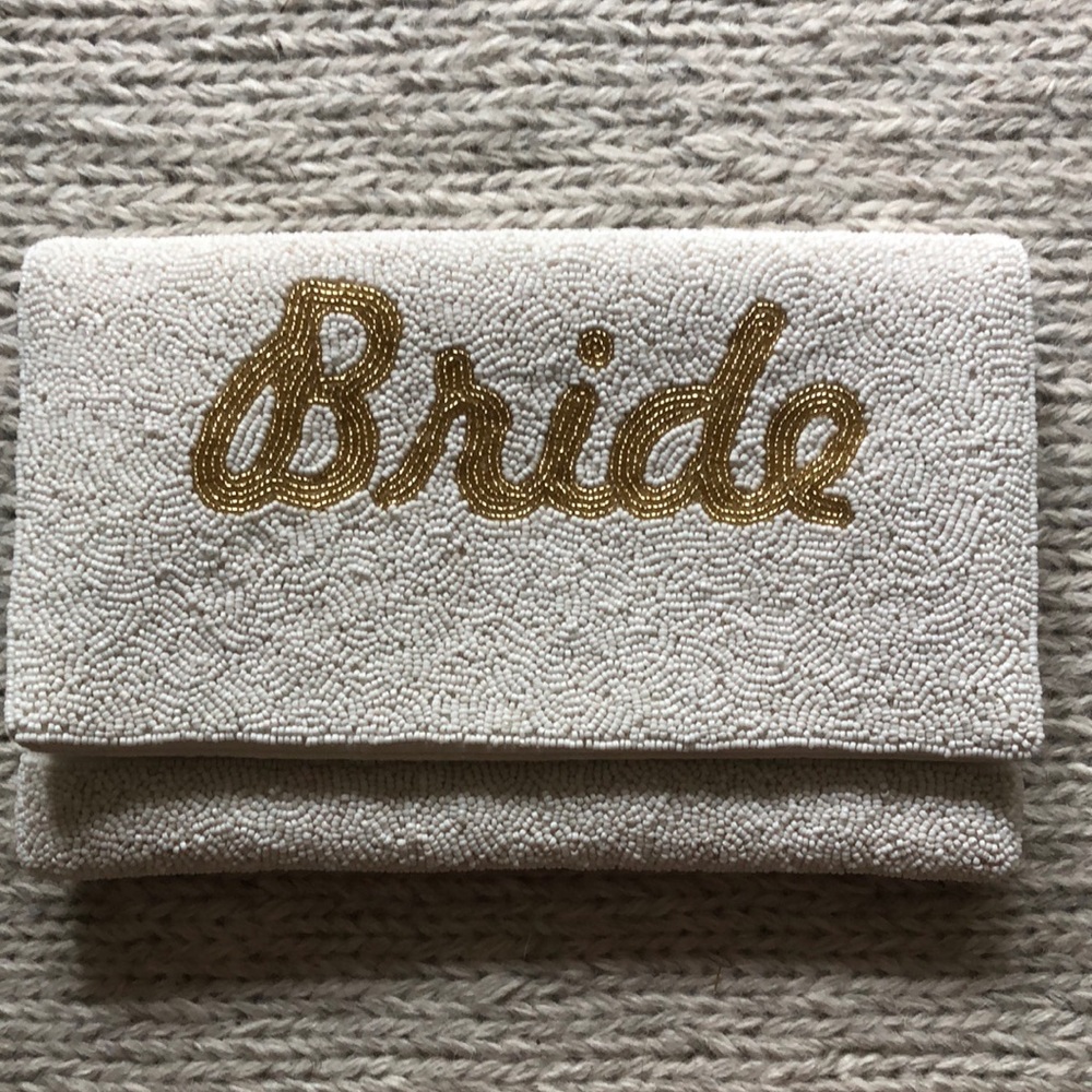 Bead Bride Clutch Gold White